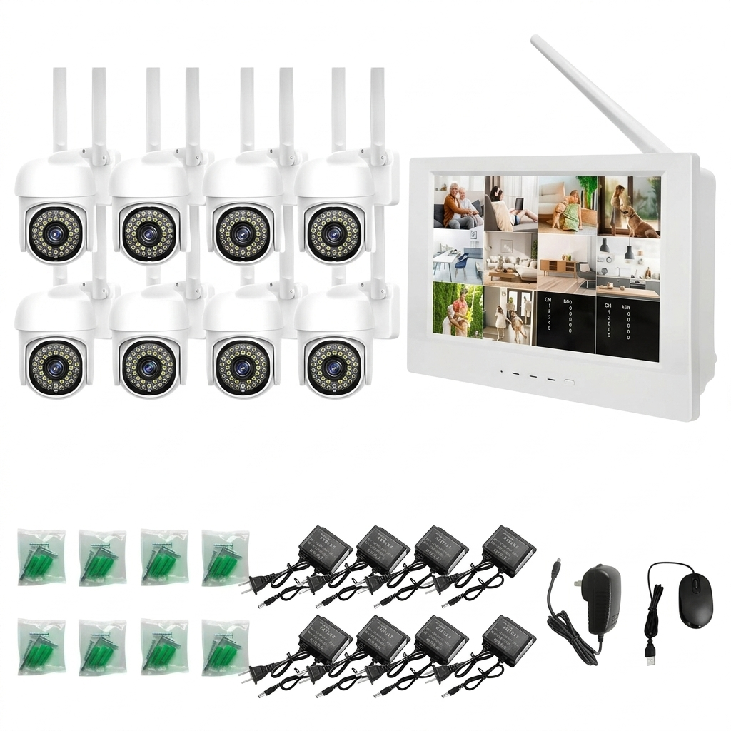 8-Channel Wireless Security Camera System with 10-Inch LCD Monitor