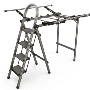 2-in-1 Folding 4-Step Ladder and Household Clothes Drying Rack
