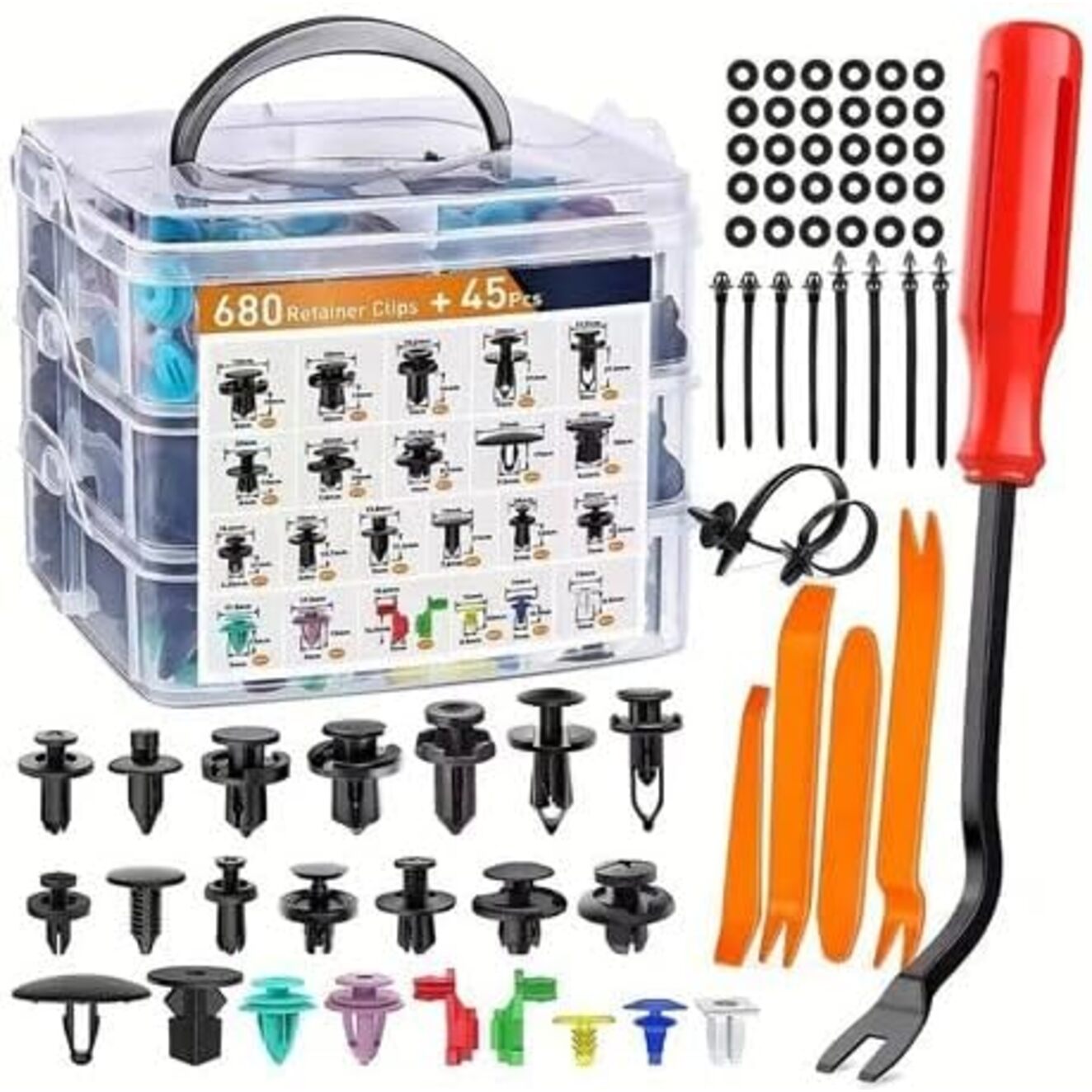 Auto Retainer Plastic Fastener Clips & Car Trim Removal Tool Kit-725 Pieces