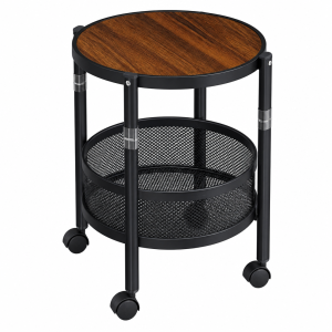 Foldable Shelving Unit with Wooden Top and Metal Mesh Baskets Wheels