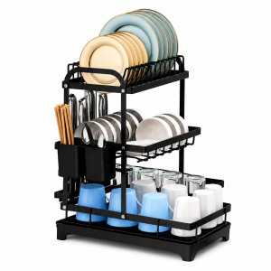 Kitchen Storage Rack with Drainage Design and Removable Utensil Holder