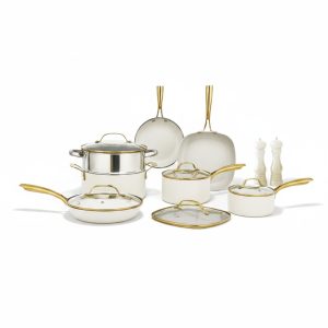 12 Piece Non-Stick Aluminium Cookware Set with Glass Lids