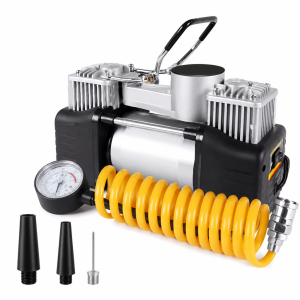 Air Compressor Dual Cylinder with Pressure Gauge and Metal Handle Portable