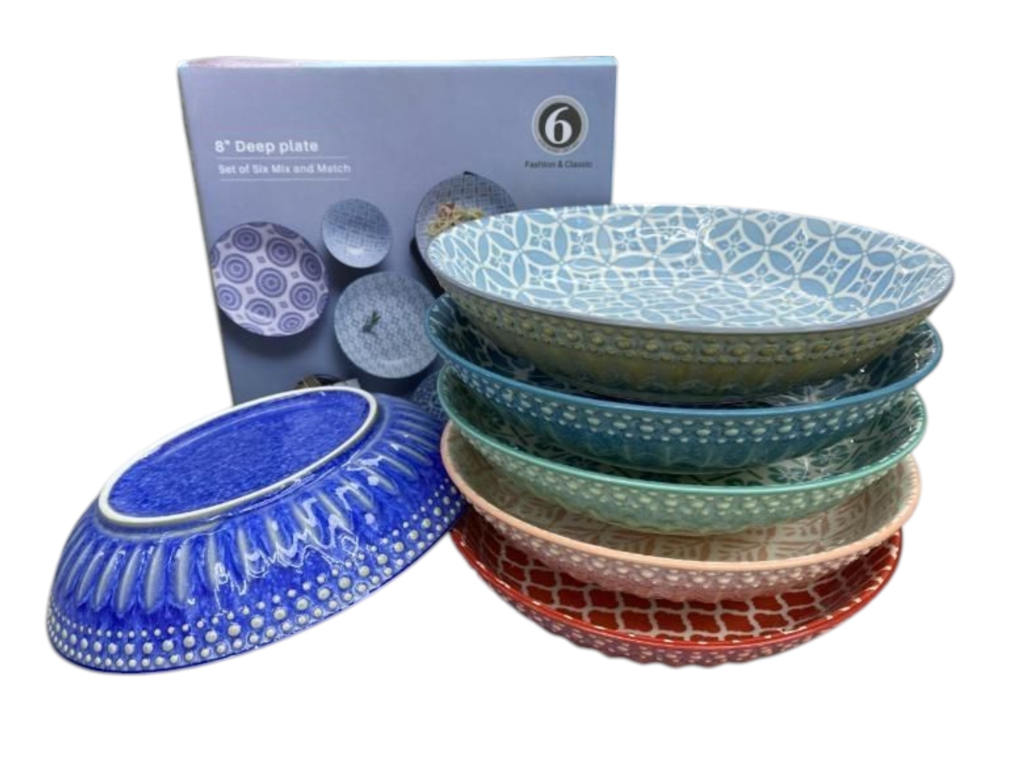 Rainbow Artisan Deep Plate 8-Inch - Set of 12