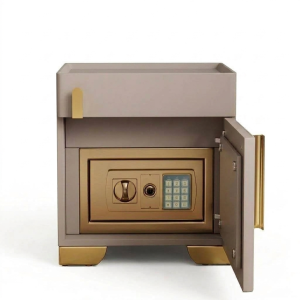 Modern Smart Nightstand with Biometric/Digital Safe and Wireless Charging