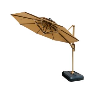 3m 360-Degree Outdoor Patio Umbrella With Solar Powered/Rechargeable Light