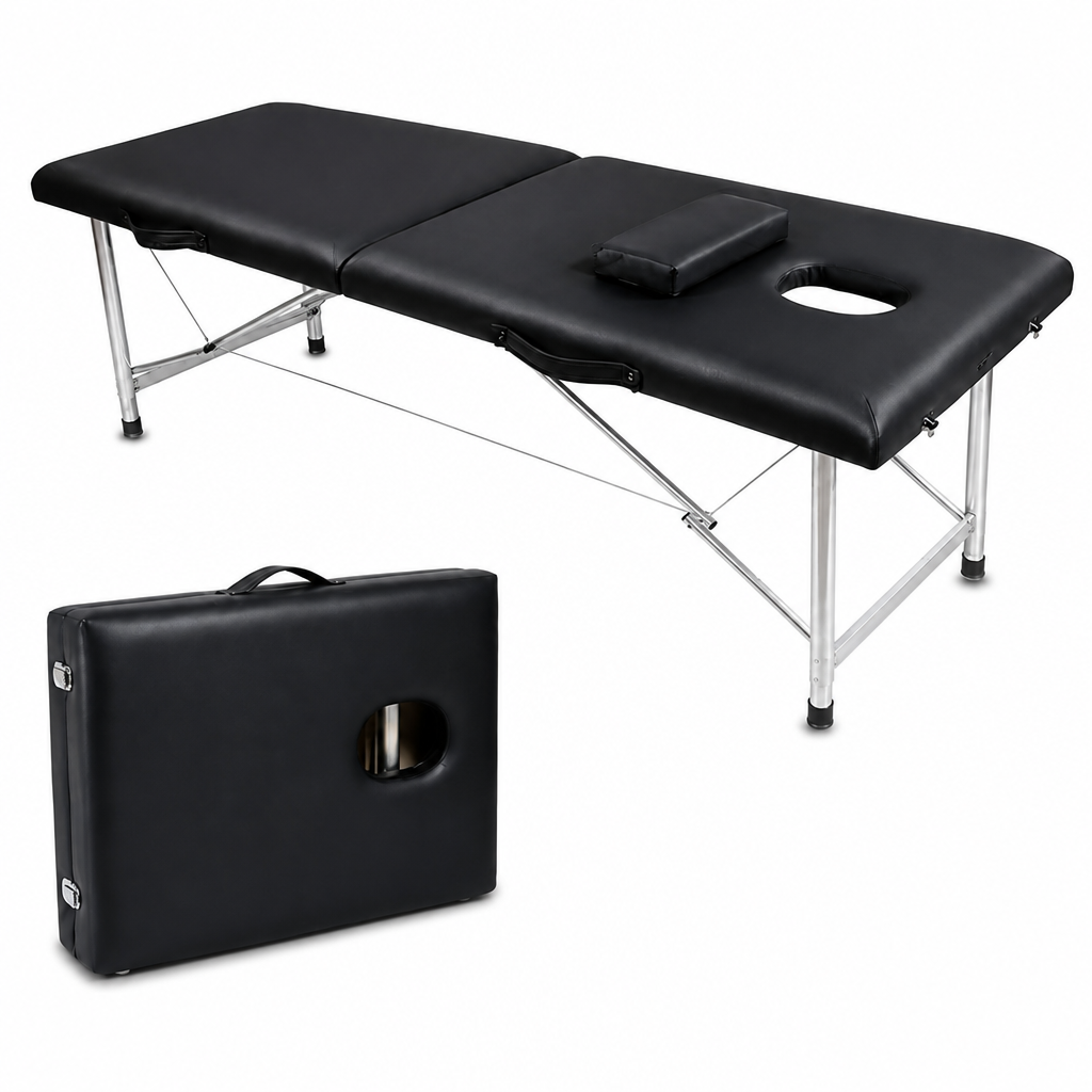 Foldable Massage Bed with Waterproof Pu Leather and Aluminum Frame
