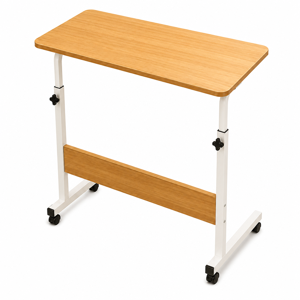Adjustable Height Mobile Laptop Table with Wheels Flexible Smooth-rolling