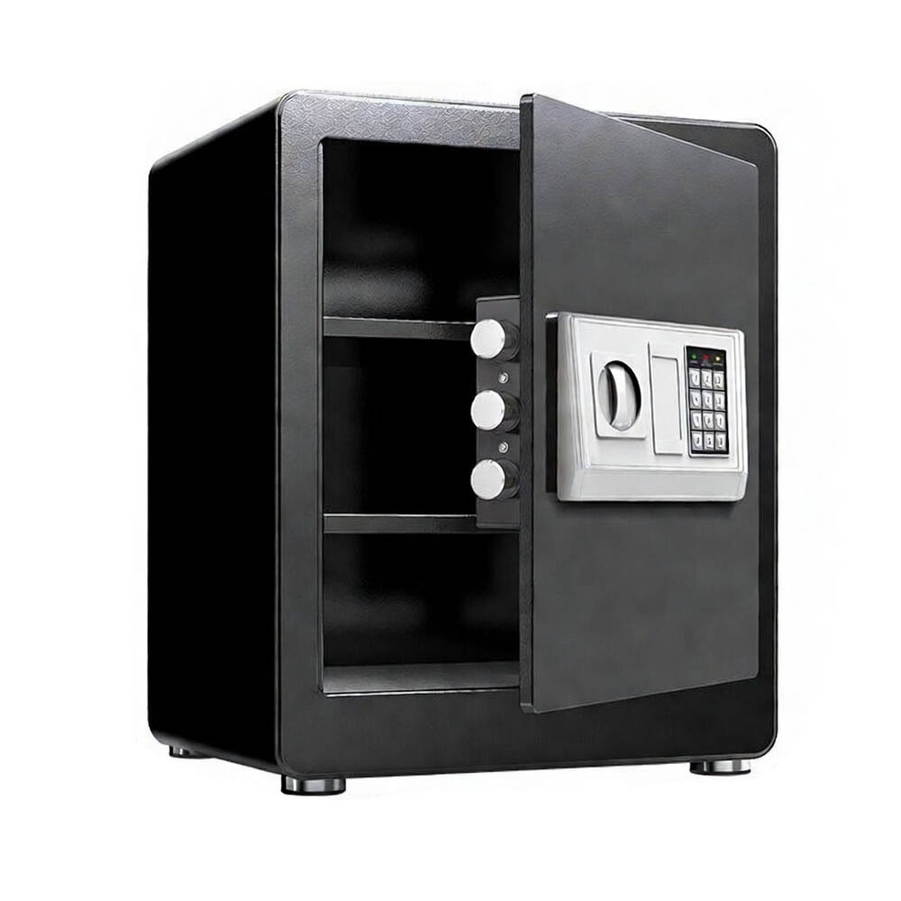 45cm Black Electronic Security Safe-All-Steel, Password and Key Dual Lock