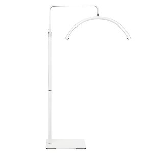 Adjustable LED Floor Lamp with Half-Moon Ring - White