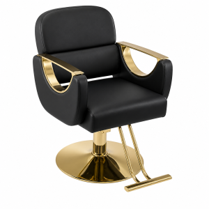 Salon Chair with Gold Armrests and Base Modern Styling Seat