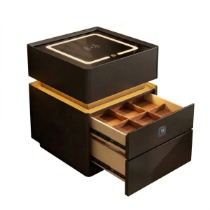 Modern Smart Nightstand with Wireless Charging And Organized Drawer Storage