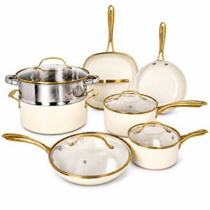 12 Piece Non stick Cookware Set Including Pots Pans and Lids