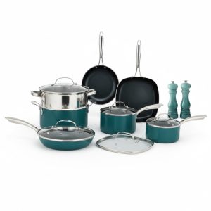 12 Piece Non-Stick Aluminium Cookware Set with Glass Lids