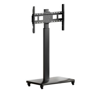 Portable Rolling Floor TV Stand with Swivel & Adjustable Height - Black