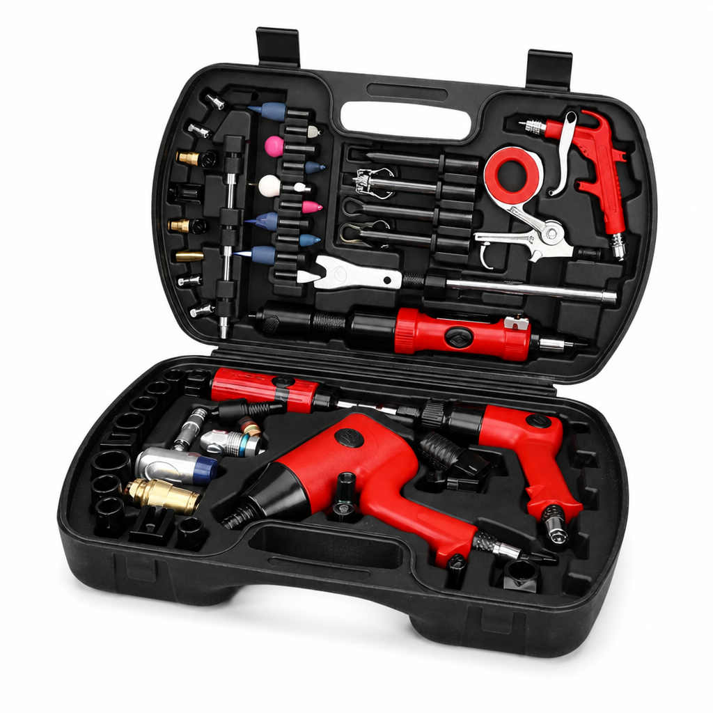 Complete Pneumatic Air Tool Kit with Impact Wrench & Accessories
