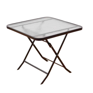Tempered Glass Folding Table 80×70cm Portable Indoor & Outdoor Square Table