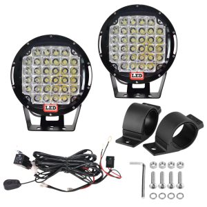 96W 9'' LED Spotlight Kit with Brackets & Wiring Harness | 33000LM | 6000K