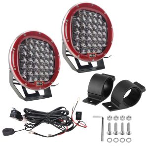 96W 9'' LED Spotlight Kit with Brackets & Wiring Harness | 33000LM | 6000K