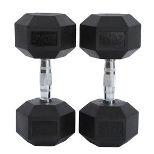 Rubber Coated Hex Dumbbell set 20Kg