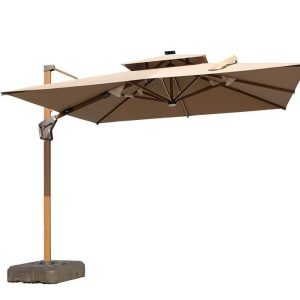 3m Cantilever Patio Umbrella with UV-Resistant Ventilated Canopy & Base