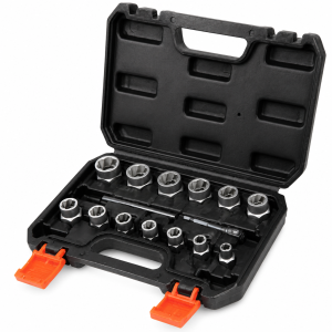 Bolt and Nut Remover Set for Impact Tools 15pcs with 15-piece Extractor