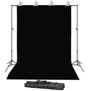 3M X 2M Photography Black Backdrop Screen & Support Stand