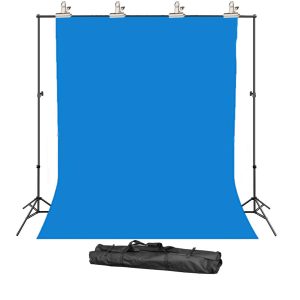 3M X 2M Photography Blue Backdrop Screen & Support Stand