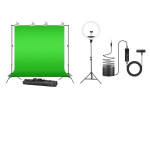 Streaming Vlogging Kit With Green Screen Microphone And Light-GSML-14