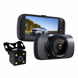 Dual Dash Cam Dashboard with Wide Angle Recording Parking Mode 4inch