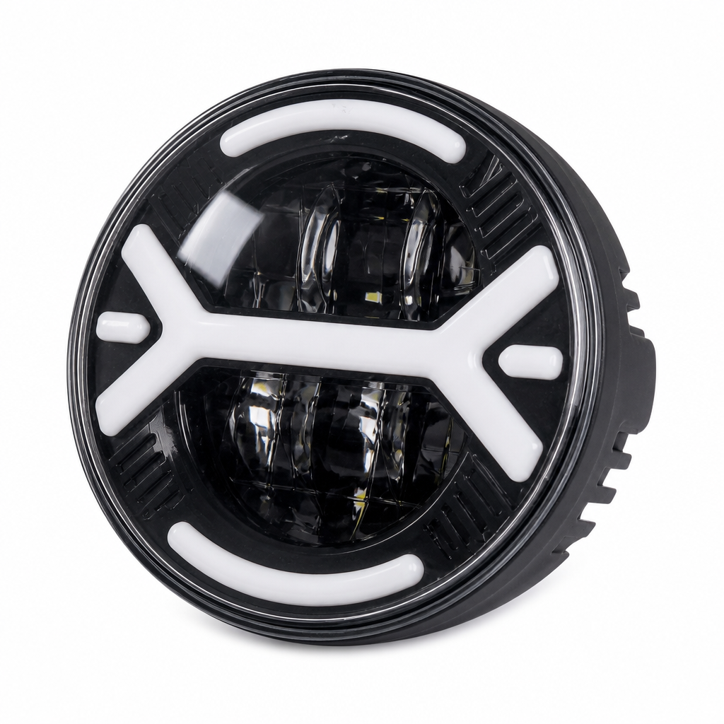 LED Headlight for Vehicles Round Design White Accents 45W