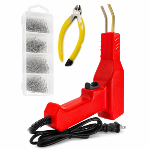 Plastic Welding Kit, Red Tool With Yellow Pliers and Metal Staples