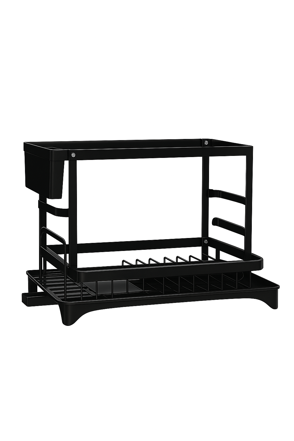 Dish Rack Utensil Holder with Knife and Tool Storage Black Finish