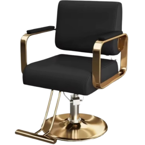Luxury Black & Gold 360 Swivel Barber Chair with Hydraulic Pump