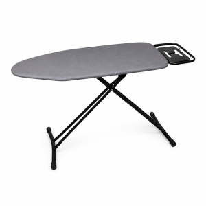 Folding Ironing Board 150x48x81cm with Iron Rest Grey Cover and Black Frame