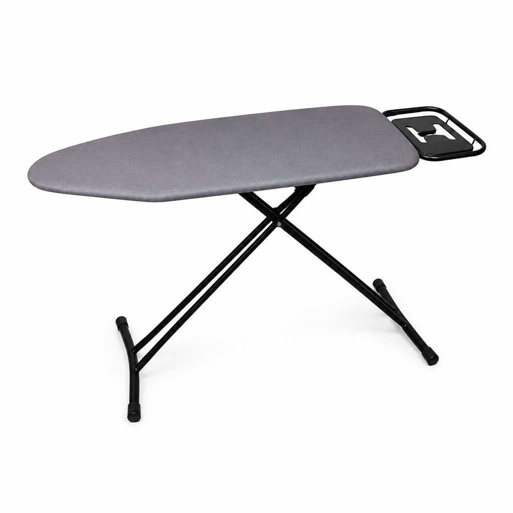 Folding Ironing Board 150x48x81cm with Iron Rest Grey Cover and Black Frame