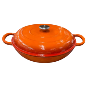 30cm Orange Enamel Casserole Dish with Lid