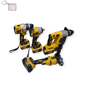 4Pcs Heavy Duty Power Tool Set with 4Battery Packs+Key Holder
