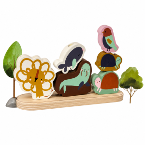 Animal Stacking Toy for Kids Push Along Design Extendable Wooden Body