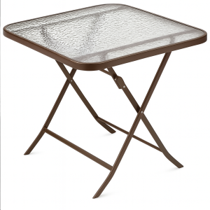 80cm Foldable Patio Table - Square Glass Top Side Table